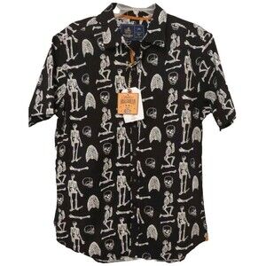 RUGBY University Halloween Button Up Casual 100% Cotton Short Sleeve Shirt NWT L
